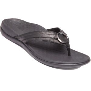 VIONIC / Tide Aloe Toe Post Black Leather Sandals Size 9